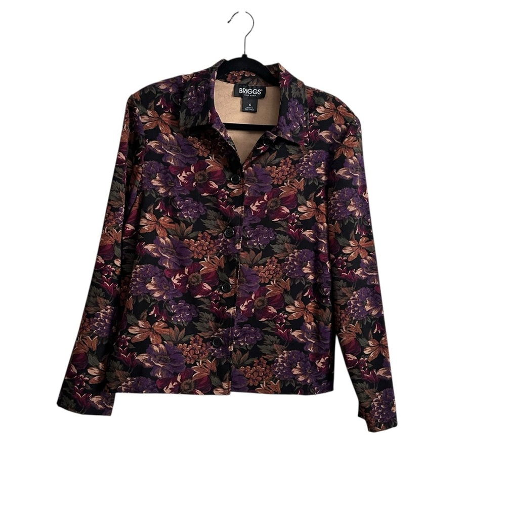 Briggs New York Womens Jacket Casual Multicolor Floral Pattern Size Small 90s